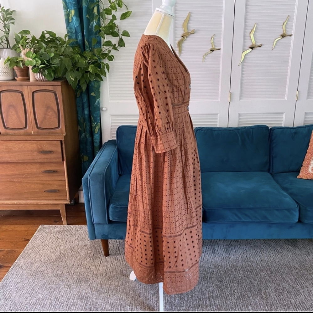 Asos Design | Button Through Broderie Midi Dress … - image 8